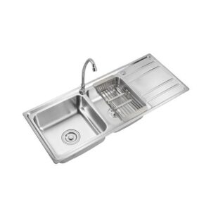 ซิงค์ฝัง 2 หลุม 1 ที่พัก LUCKY FLAME BIS-1258(SP) สีเงิน